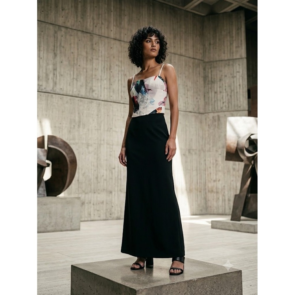 $245 Miaou Campbell Corset Top XXL Abstract Graphic‎ Print Multi Color Cream